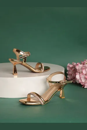 Truffle Collection Embellished Open Toe Backstrap Block Heels