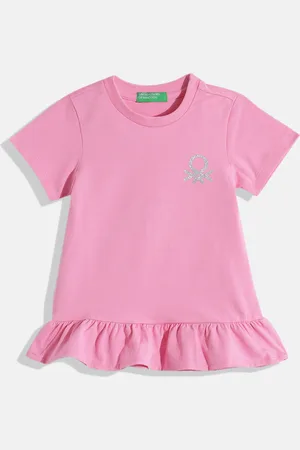 Benetton Girls Brand Logo Print Detail A-Line Dress