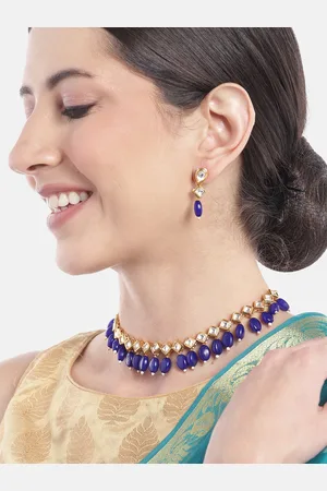 Anouk Women Gold-Plated Kundan Studded Beaded Necklace with Earrings