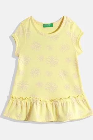 Benetton Girls Brand Logo Detail Drop-Waist Dress
