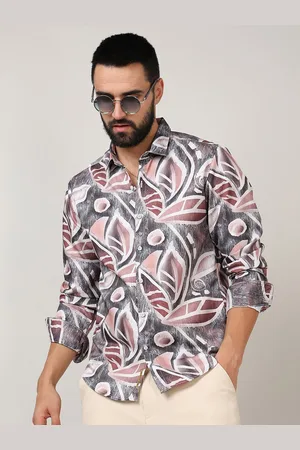 Campus Grey Classic Ethnic Motifs Printed Spread Collar Casual Shirt