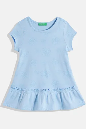 Benetton Girls Brand Logo Detail Drop-Waist Dress