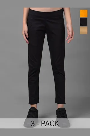 Dollar Missy Women Pack of 3 Smart Slim Fit Wrinkle Free Cotton Trousers