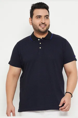 Bigbanana Plus Size Self Design Polo Collar Bio Finish T-shirt