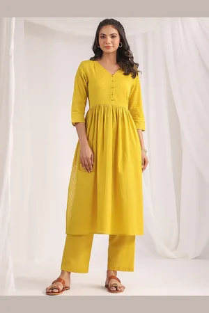Janasya Self Design Dobby Pure Cotton Pleated Co-ord Set