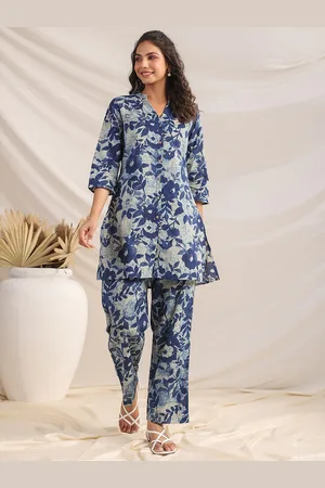 Janasya Floral Printed Pure Cotton Tunic & Trouser