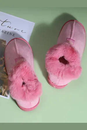 Mast & Harbour Women Self Design Fur Winter Room Slippers