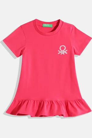 Benetton Girls Brand Logo Detail Drop-Waist Dress