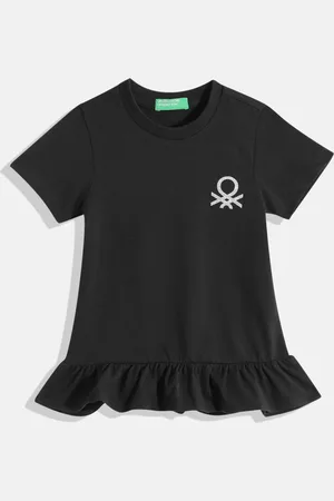 Benetton Girls Brand Logo Print Detail A-Line Dress