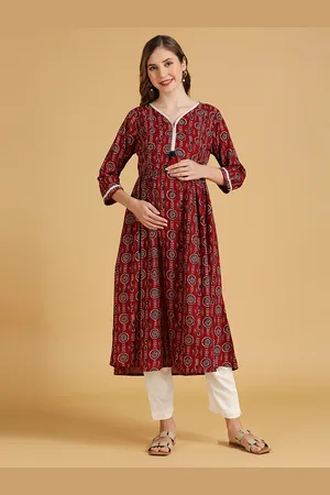 MomToBe Ethnic Motif Printed Maternity A-Line Kurta