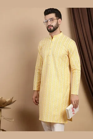 Anouk Embroidered Mandarin Collar Cotton Straight Kurta