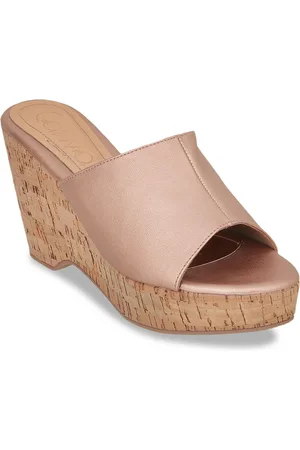 Catwalk Textured Open Toe Wedge Heel Mules