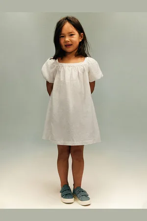 H&M Girls Balloon-Sleeved Linen Dress