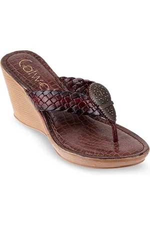 Catwalk Embellished Textured Leather Wedge Heels