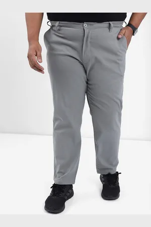 Highlander Men Grey Plus Size Slim Fit Chinos Trousers