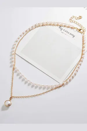 FIMBUL Gold-Plated Double Layer Pearl Pendant Chains