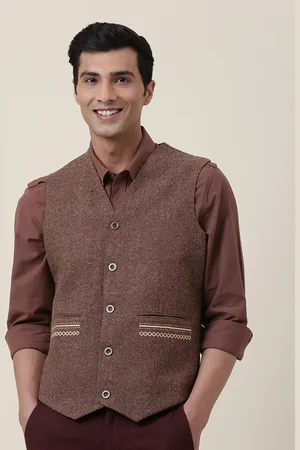 Fabindia Men Men Woolen V-Neck Waistcoat