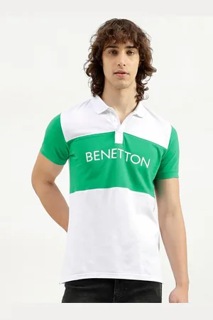 Benetton Colourblocked Polo Collar Short Sleeves Pure Cotton T-shirt