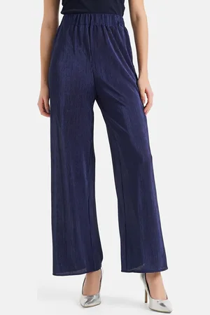 Kazo Women Relaxed Loose Fit High-Rise Parallel Trousers