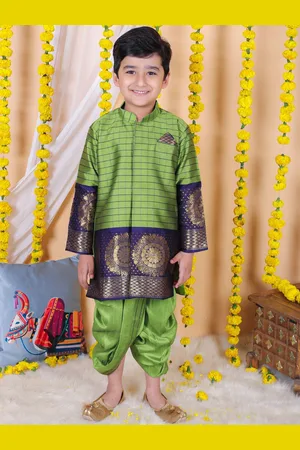BownBee Boys Ethnic Motifs Woven Design Regular Kurta with Dhoti Pants
