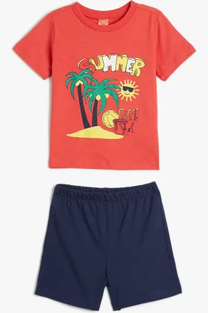 Koton Boys Printed Pure Cotton T-shirt With Shorts