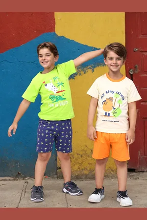 Toonyport Boys Pack Of 2 Printed T-shirt with Shorts