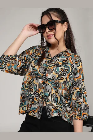 CLEMIRA Floral Printed Shirt Style Top