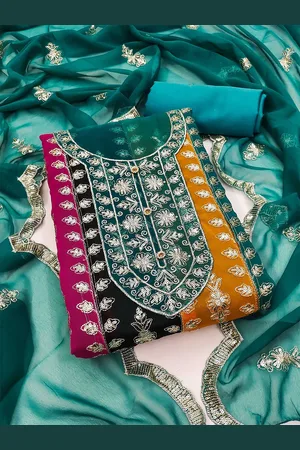 Kalini Ethnic Motifs Embroidered Sequinned Unstitched Dress Material