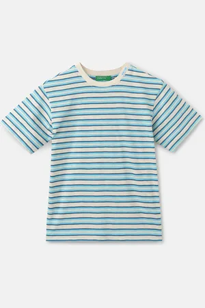 Benetton Boys Striped Round Neck Cotton T-shirt