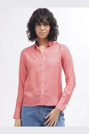 ICONIC Women Gingham Checks Opaque Checked Casual Shirt