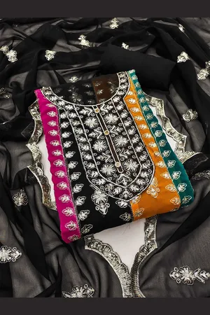 Kalini Floral Embroidered Sequinned Unstitched Dress Material