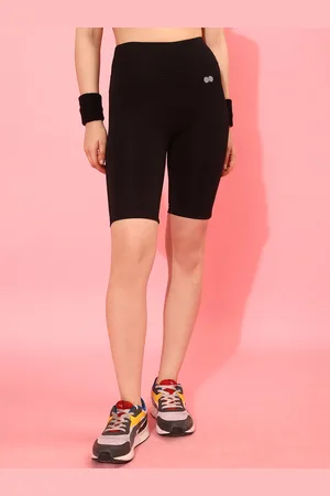 Clovia Women Black Solid Slim Fit High-Rise Cycling Shorts