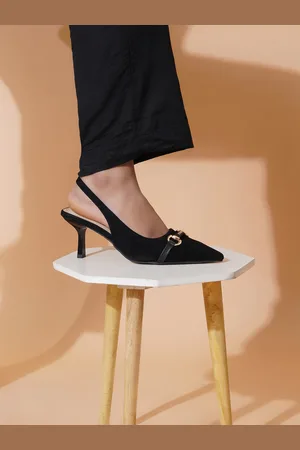 Sherrif Pointed Toe Slim Heeled Mules with Buckles