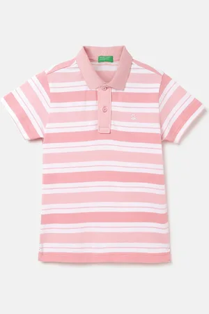 Benetton Boys Striped Polo Collar Pure Cotton Pockets T-shirt
