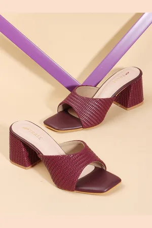 TRASE Textured Open Toe Block Heels