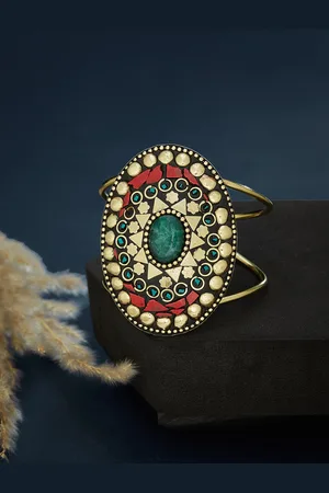 ATIBELLE Gold Plated & Stone Studded Bangle