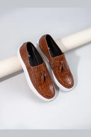 Styli Men Croc Embossed Slip-On Loafers