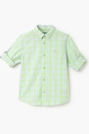 Benetton Boys Checked Spread Collar Cotton Regular Fit Casual Shirt