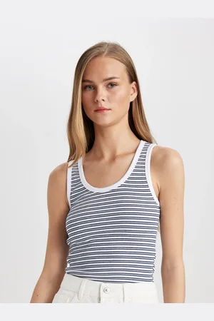 DeFacto Striped Scoop Neck Sleeveless Cotton Tank Top