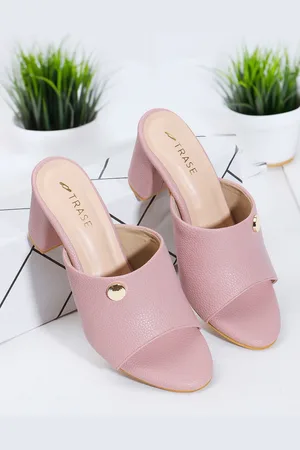 TRASE Open Toe Block Heeled Mules