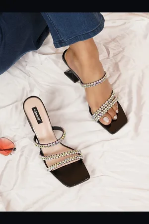 Sherrif Embellished Open Toe Block Heels
