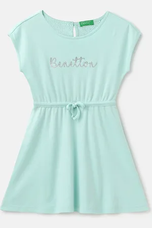 Benetton Printed Cotton Fit & Flare Dress