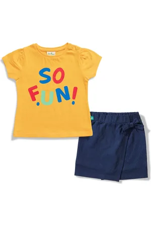 Juscubs Girls Printed Pure Cotton Top With Shorts