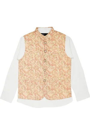 CAVIO Boys Printed Pure Cotton Nehru Jacket With Shirt