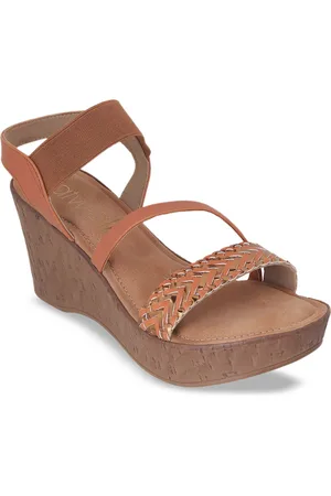 Catwalk Textured Braided Open Toe Wedges With Backstrap