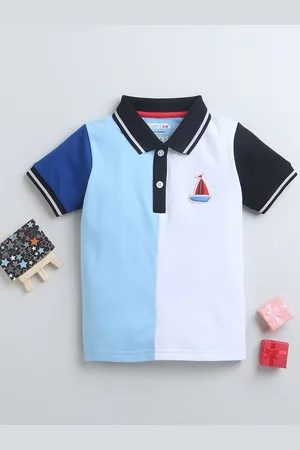 BUMZEE Boys Colourblocked Polo Collar T-shirt