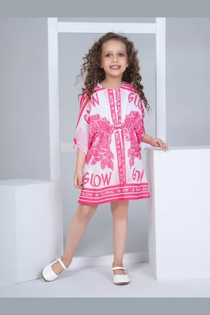 Peppermint Girls Floral Printed Extended Sleeves Kaftan Dress