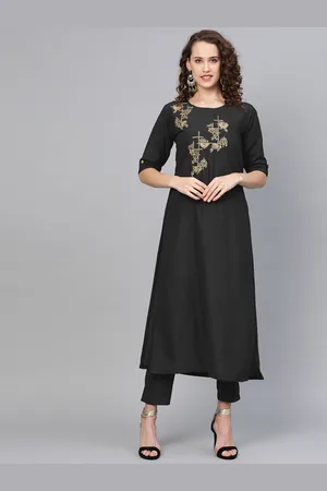 Chhabra 555 Charcoal Grey Made-to-Measure Pure Crepe Kurta with Trousers