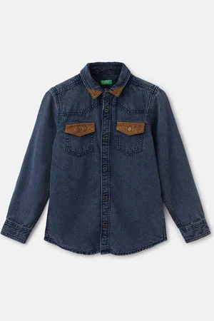 Benetton Boys Spread Collar Regular Fit Casual Shirt