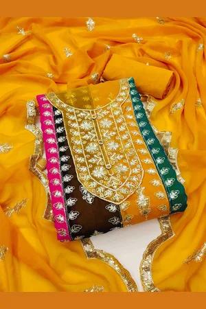 Kalini Ethnic Motifs Embroidered Sequinned Unstitched Dress Material